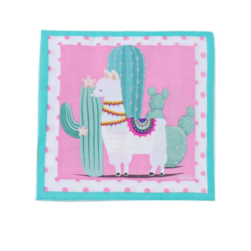 20pcs Llama napkin 1 Набор, вечерние одноразовые столовые приборы в виде кактуса, ламы, воздушные шары, салфетка, зеленое растение, гирлянда для украшения дня рождения, тропические вечерние принадлежности - Цвет: 20pcs Llama napkin