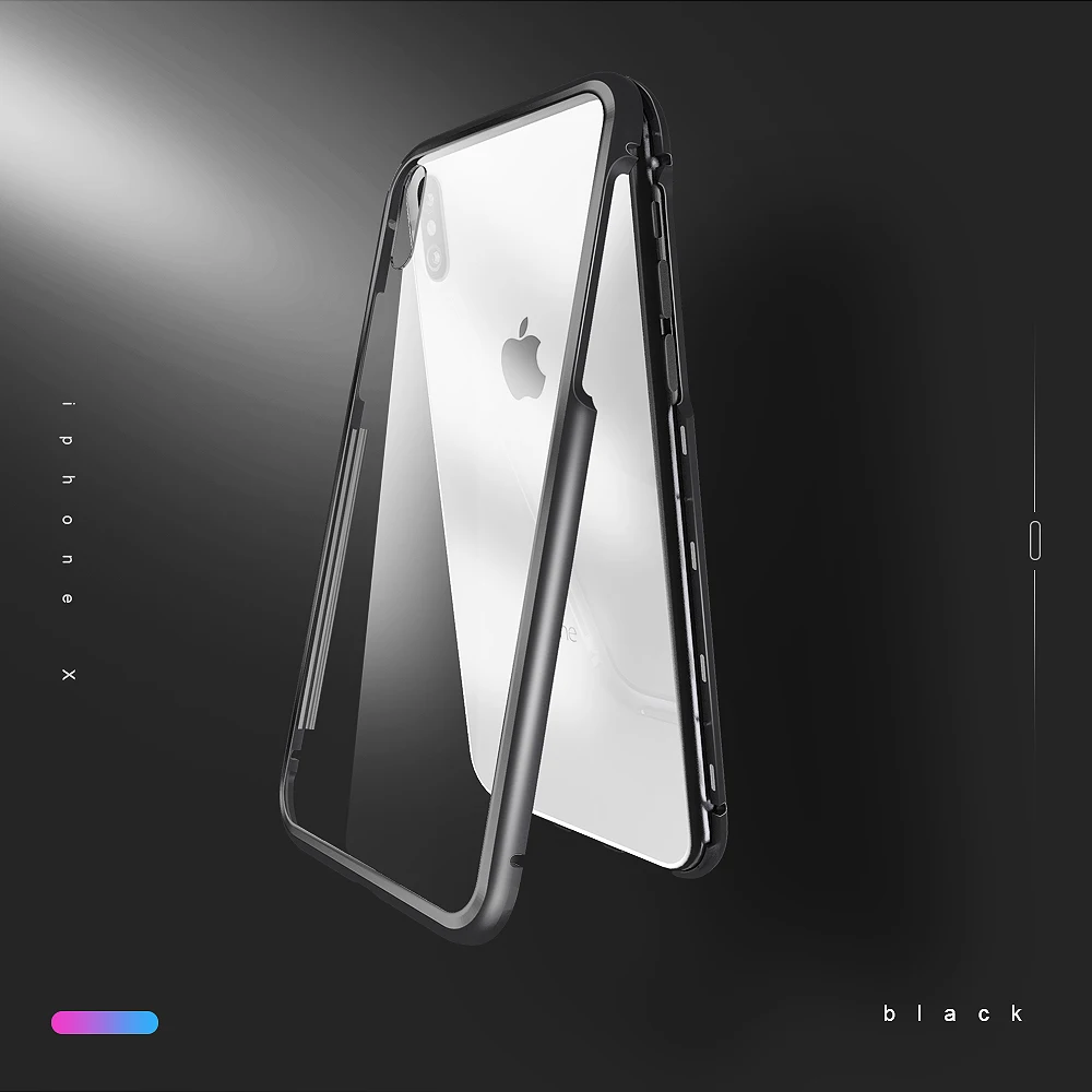 Чехол Essager с магнитной адсорбцией для iPhone X 10, роскошный металлический бампер, закаленное стекло, задняя крышка для iPhone X, флип-чехол, Coque