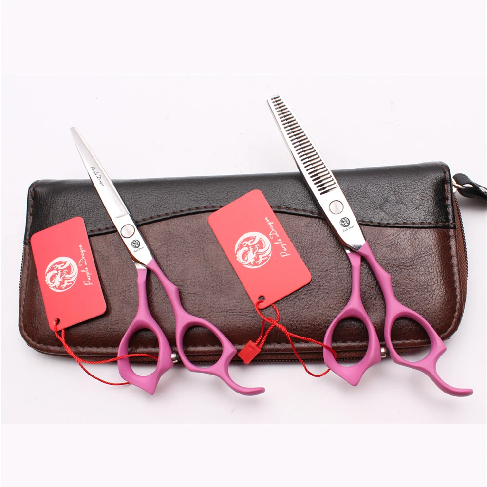 6&quot 17.5cm Pink Elastic Handle Purple Dragon Thinning Scissors Cutting Shears Professional Hair Salon Styling Tool Z1124 | Красота и