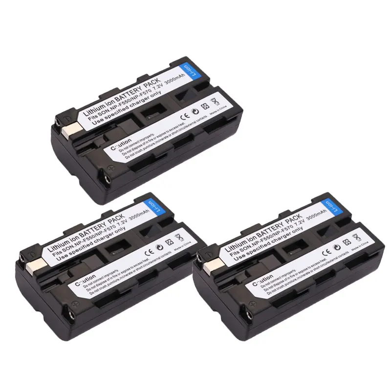 3battery 3x NP-F550 Батарейки+ NP-F530 NP F550 F570 F750 F570 ЖК-дисплей USB Зарядное устройство для sony NP-F570 CCD-SC55 CCD-TRV81 DCR-TRV210 MVC-FD81 - Цвет: 3battery