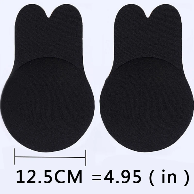Black-12.5CM Женское белье, силиконовый чехол на соски, наклейки, бюстгальтер «кролик», пуш-ап бюстгальтер, Женский самоклеющийся невидимый бюстгальтер без бретелек, черный бюстгальтер без косточек - Цвет: Black-12.5CM