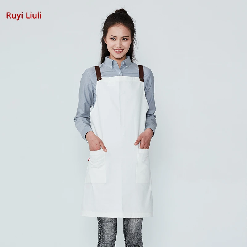 Белый Джинсовый фартук кухонный комбинезон шеф-повара и нагрудник маникюрный
