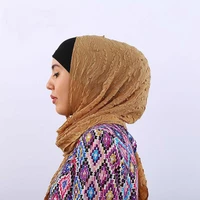 autumn new arrival wrinkle turbans silk scarf hijabs adult muslim womens pearl hijabs long shimmer shawls hijabs 53157cm kx031
