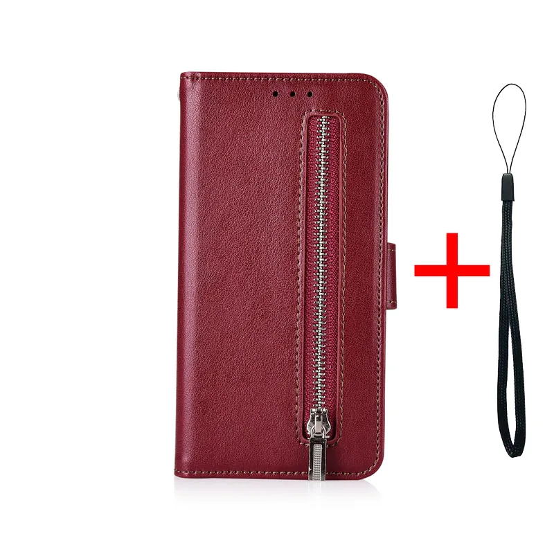 Кожаный чехол-кошелек на молнии для HuaWei P10 P8 P9 Lite P20 Lite P30 Pro mate 10 20 Lite P Smart Z Fundas TPU чехол - Цвет: 61Zipper-WineRed