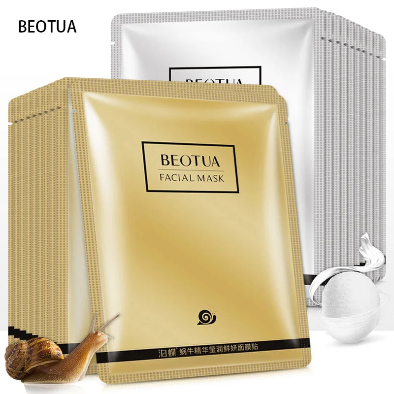 BEOTUA, шелковая маска для лица с экстрактом улитки, осветляет кожу, восстанавливает воду, увлажняет, контролирует масло, уход за кожей, анти возрастная маска