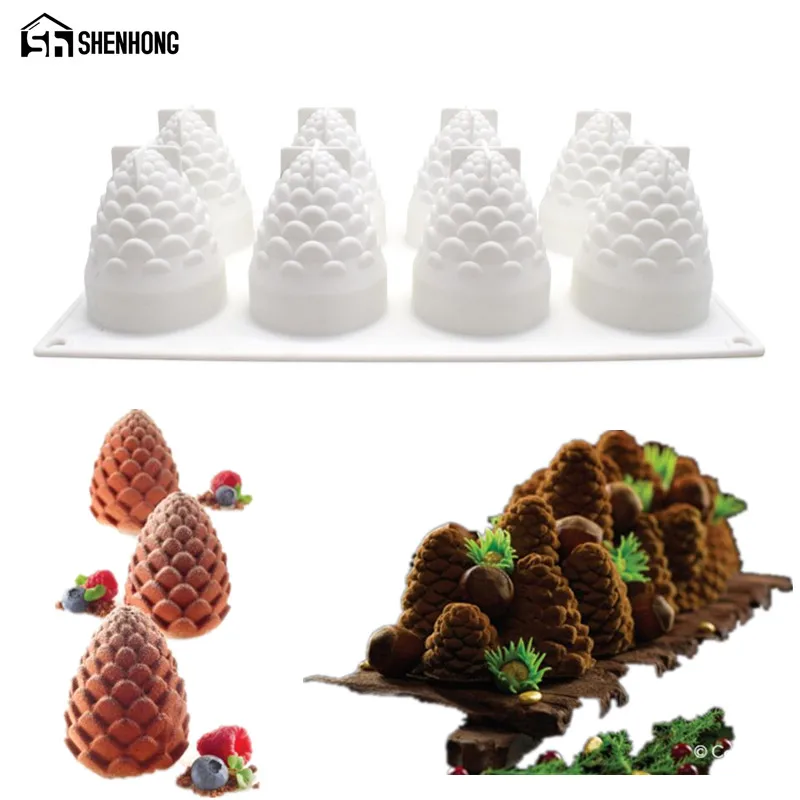 SHENHONG 8 отверстий 3D сосновая форма орех силиконовая форма для торта мусс для мороженого кремы для шоколада Кондитерская декоративная форма для выпечки жаропрочная посуда для десерта