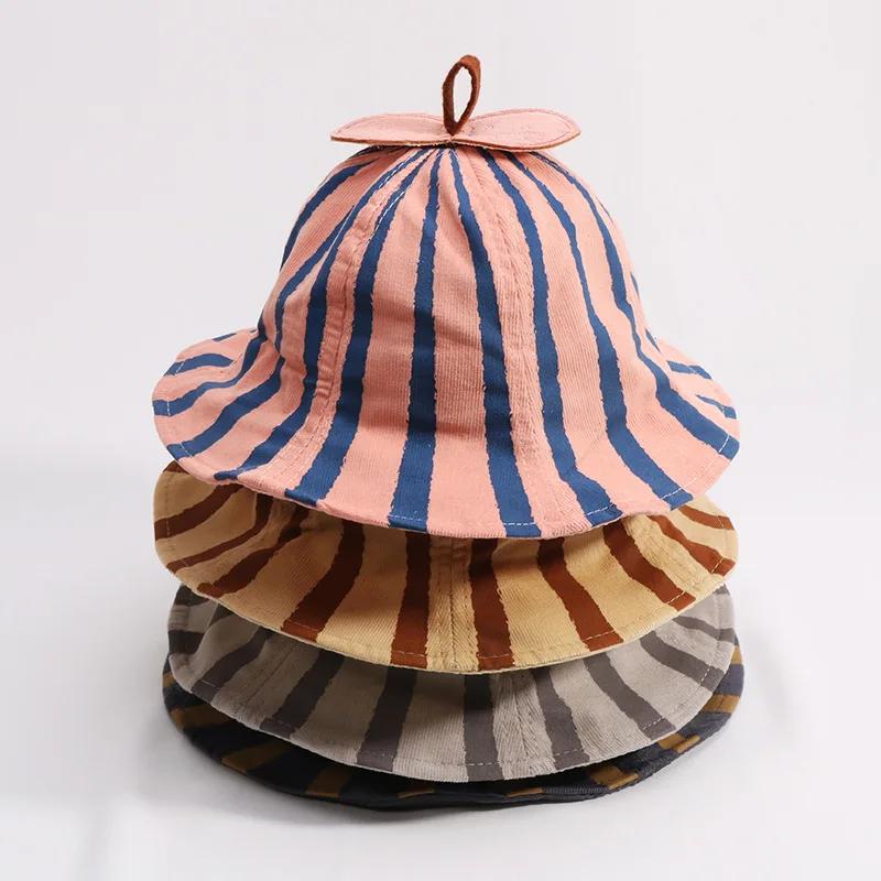 Новая полосатая детская шапка хлопковая Милая Панама с листами на весну и осень