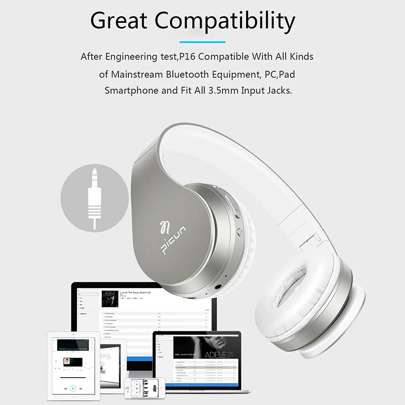 P16 беспроводные наушники Bluetooth стерео бас гарнитура спортивные с микрофоном mp3