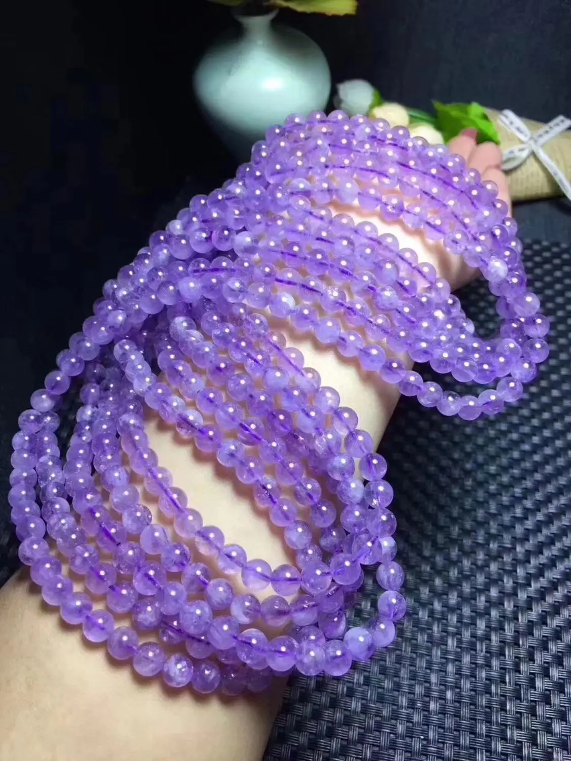 Браслет для женщин браслет из 3 круглых бусин с натуральным лавандовым аметистом