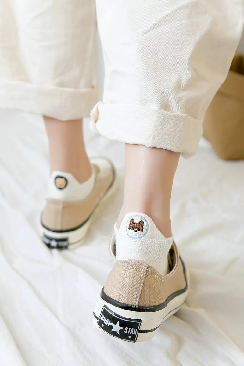5 пар/партия, женские носки с вышивкой Kawaii Happy Fashion, забавные Женские носочки, хлопковые летние яркие цвета