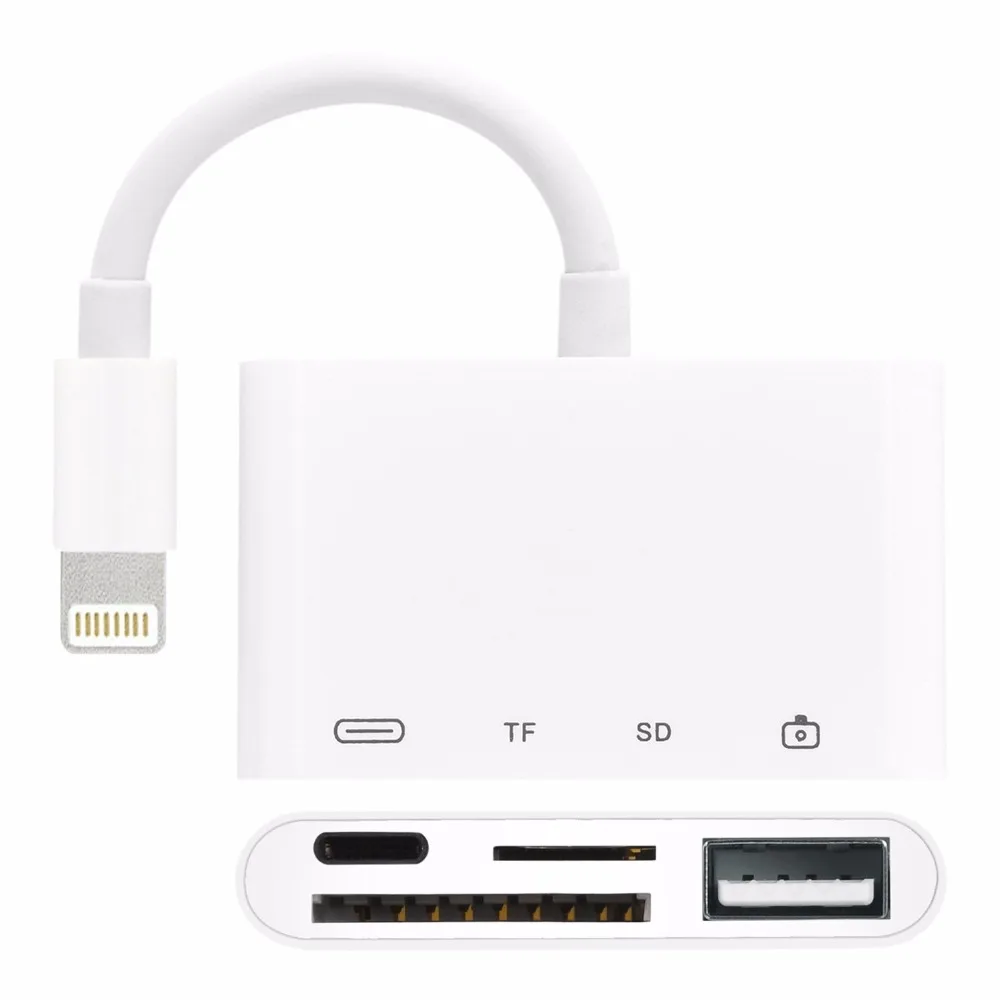 Кард ридер Leadzoe Lightning 4 в 1 SD/TF карта Комплект для подключения камеры к USB камера OTG