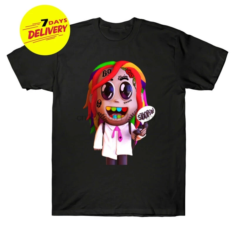 Stoopid пустышка мальчик tekasti69 6ix9ine хип-хоп рэппер футболка черный хлопок S-3XL(1
