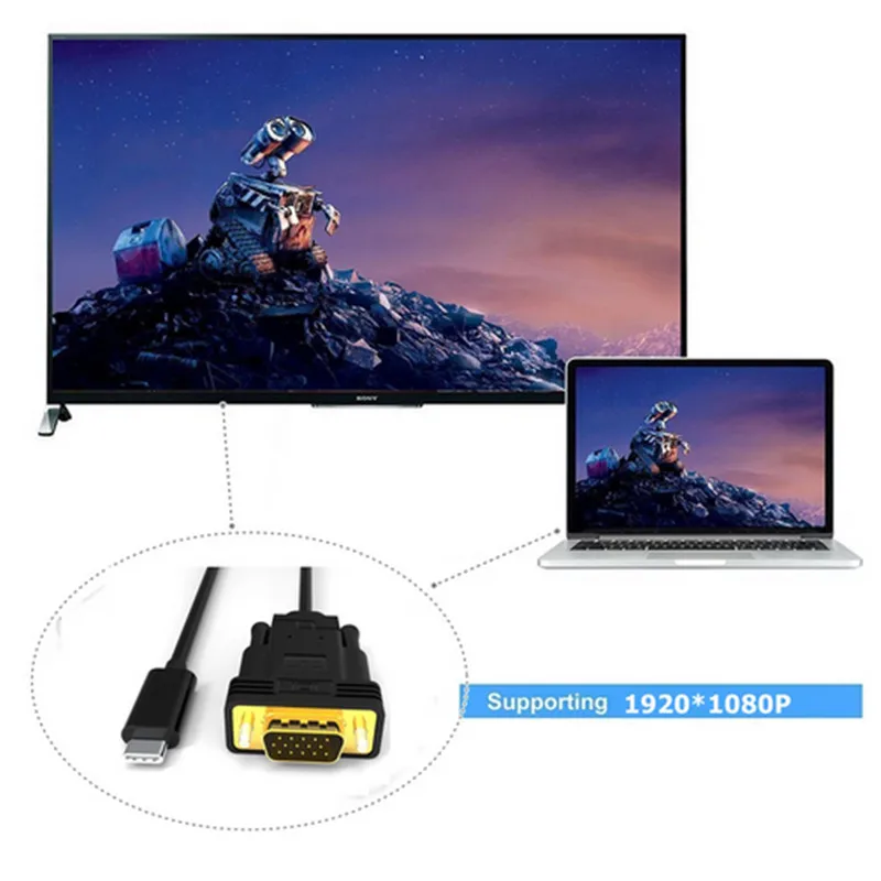 Кабель для монитора Samsung Galaxy S8 + Plus 1 8 м USB 3 Type C к VGA Male 1080p HDTV | Компьютеры и офис