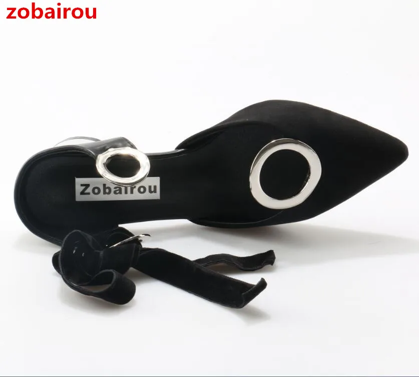 Zobairou модные спереди Кружево на шнуровке черные женские туфли-лодочки лоскутное