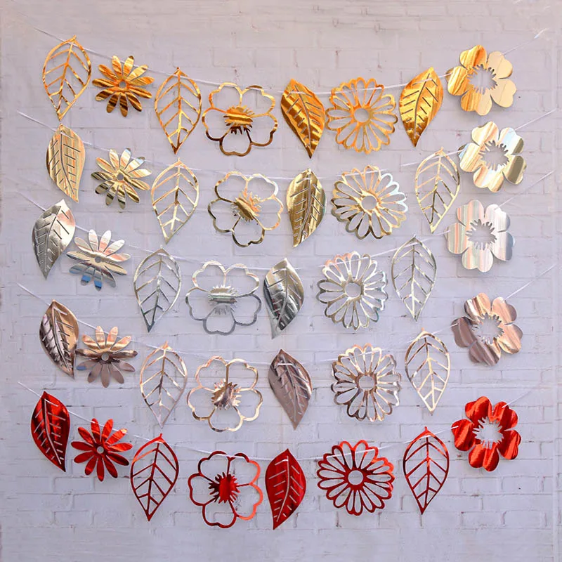 1 комплект золотые серебряные блестящие полые цветочные листья настенные
