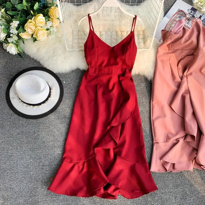 Сексуальные Платья женские новые 2019 летние с v-образным вырезом Спагетти ремень