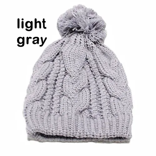 light gray Мужские и женские вязаные шерстяные шапочки с меховыми помпонами, зимняя теплая шапка, уличная шапка Skullies, Спортивная Кепка в стиле хип-хоп, s - Цвет: light gray