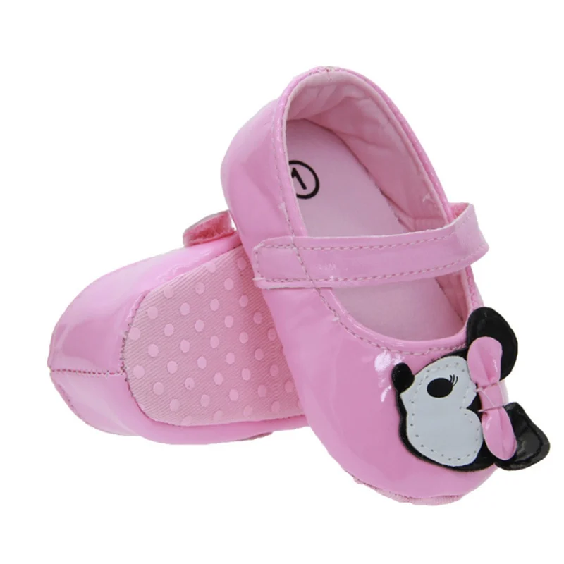 Обувь из искусственной кожи с милым рисунком Минни Маус для девочек детские