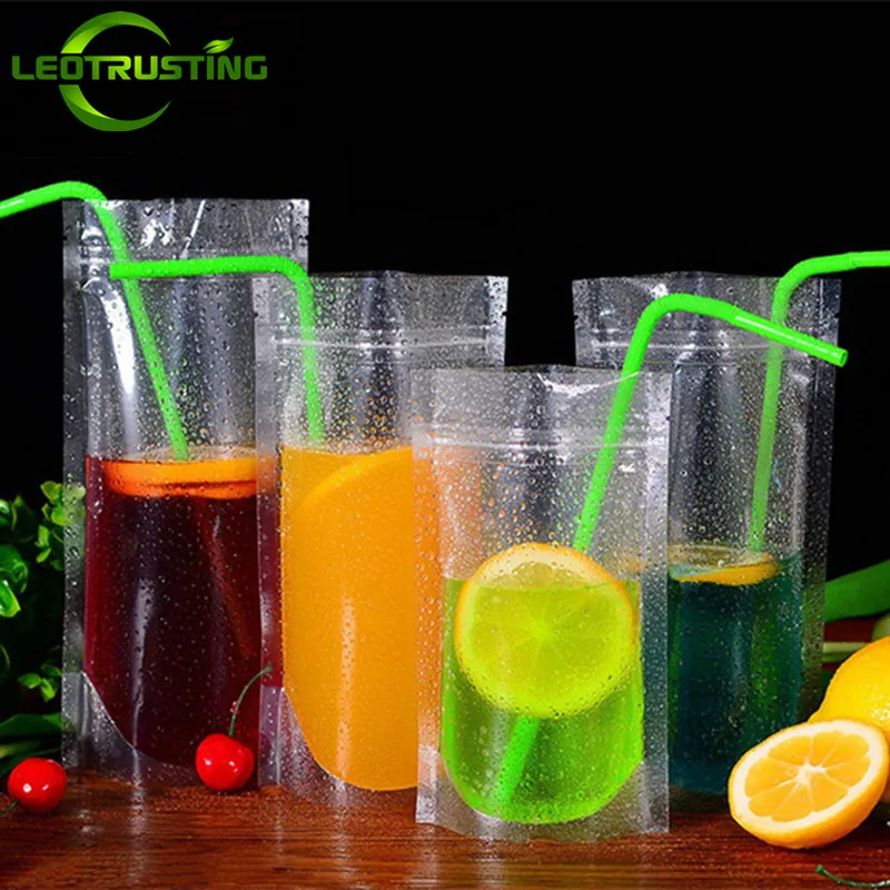 Leotriting 50 шт. прозрачный пластиковый пакет для питья соковыжималка молоко кофейный мешок горячий и холодный фруктовый сок сумки с молнией