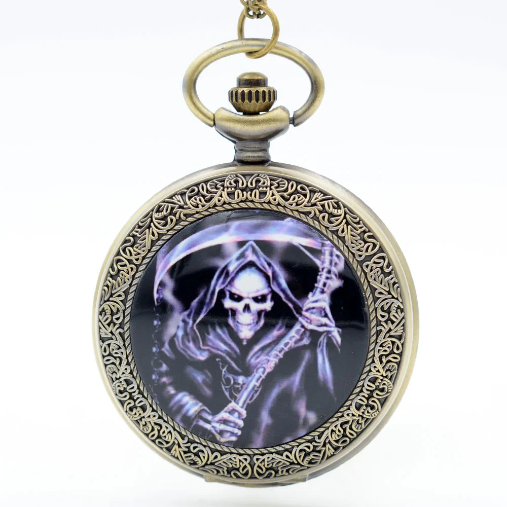 Ретро бронзовые часы Grim Reaper Skull Wizard Enchanter Dome кварцевые карманные Аналоговые в виде