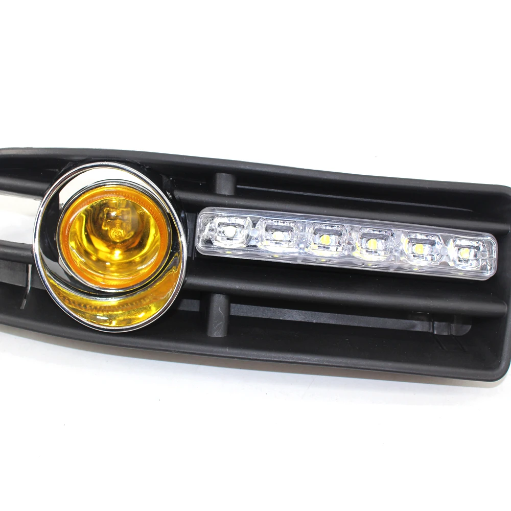 

Front GRILLE FOG Light Lamp FOR VW JETTA BORA MK4 99-04 LED DRL (white) Yellow Lens 6000K 12V Left & Right Side