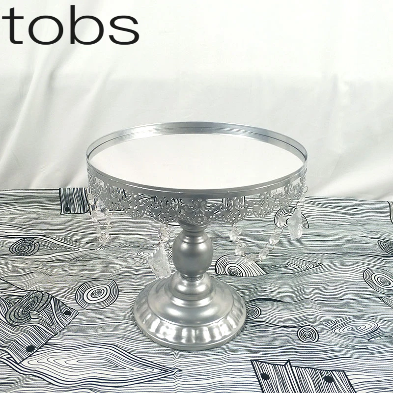 Набор серебряных хрустальных подставок для торта зеркальная и металлическая