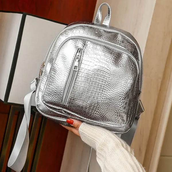 Женский мини-рюкзак из искусственной кожи с узором крокодиловая кожа на молнии