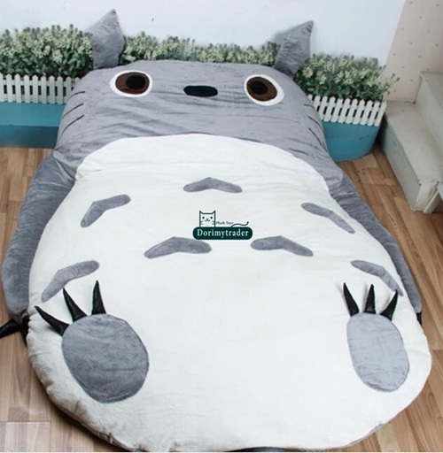 Grey Closed Mouth Dorimytrader 200cm X 160cm Огромный мягкий плюшевый мультфильм аниме Beanbag Тоторо спальный мешок кровать Tatami Mattess Диван Ковер DY60327 - Цвет: Grey Closed Mouth