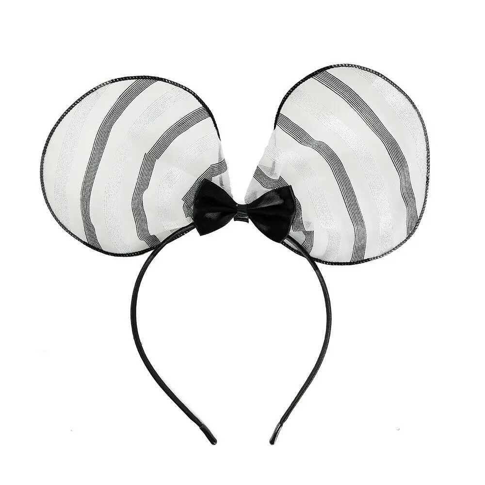 Женская повязка на голову с большим бантом розовая черная аксессуары для волос