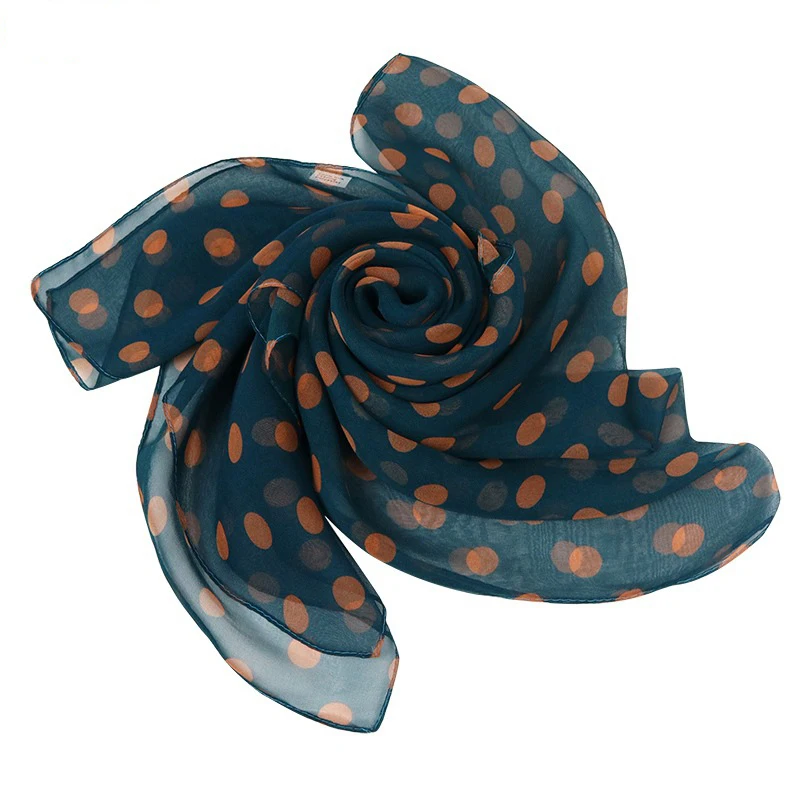 Женский шифоновый шарф летний аксессуар длинная шаль в горошек Пляжная накидка