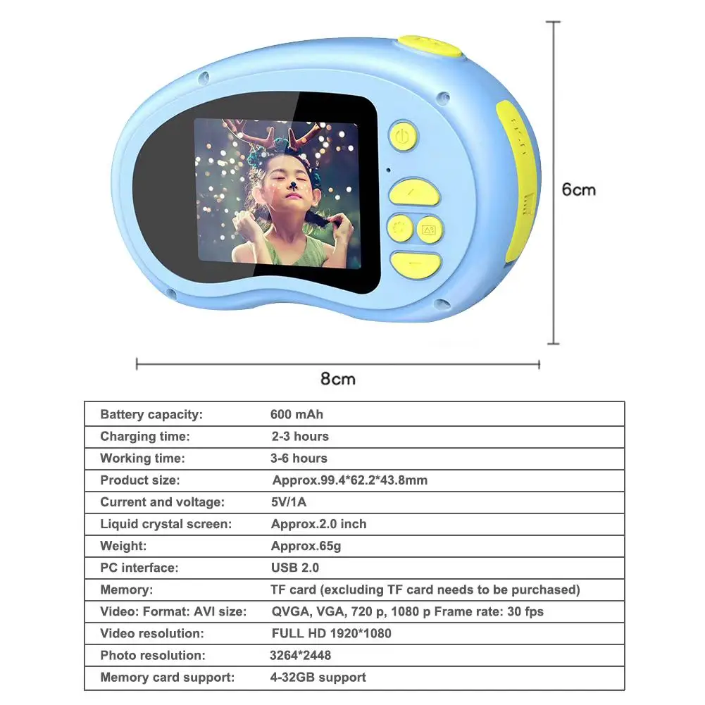 Дети HD Цифровая камера игрушка Противоударная силиконовый мягкий чехол