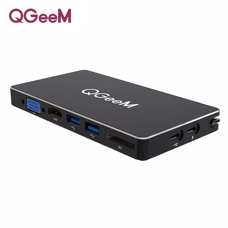 QGEEM USB C адаптер все в одном тип c к 3 0 хаб/HDMI/VGA/RJ45 конвертер с зарядка PD для MacBook/Pro 2017