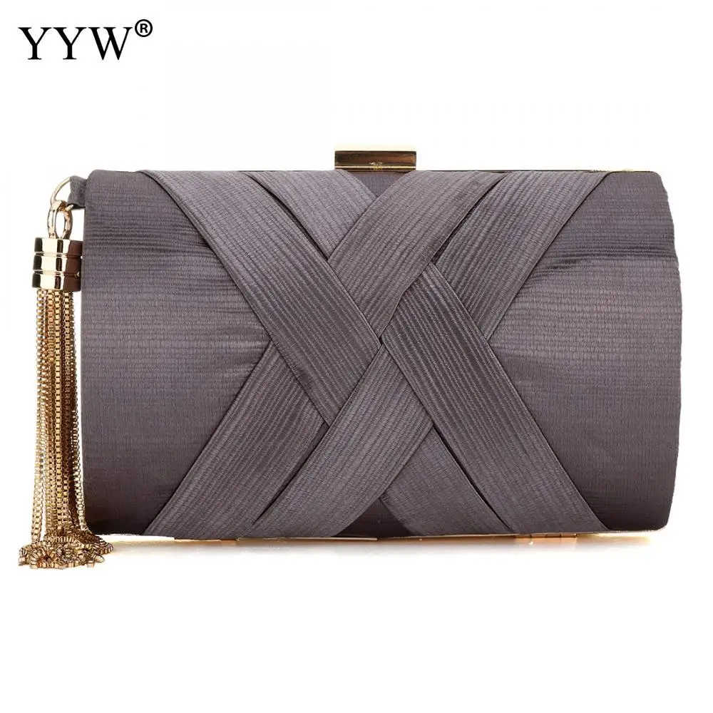 dark grey Известный бренд, модная женская вечерняя сумка, красная нейлоновая женская сумка, голубой маленький клатч, розовая Повседневная сумка с кисточками на плечо - Цвет: dark grey