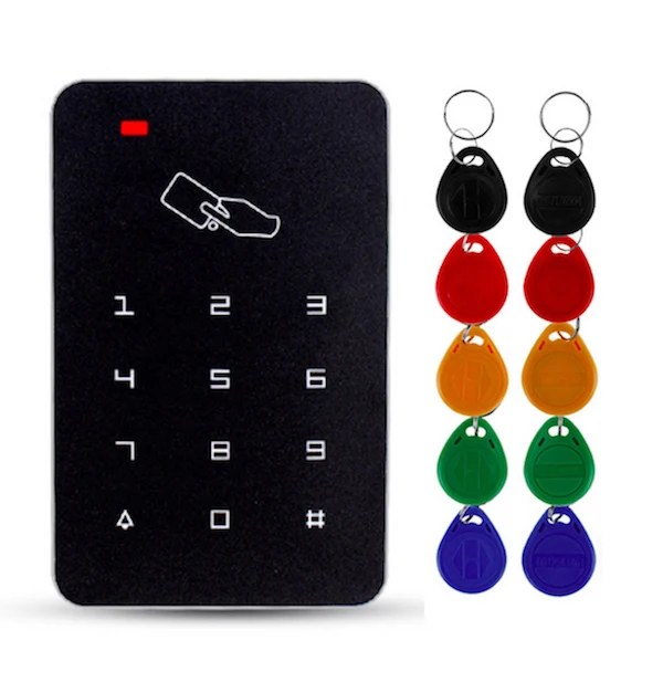Keypad with 10 keys Автономный контроллер доступа с 10 шт. EM брелки RFID Клавиатура контроля доступа цифровая панель считыватель карт для системы дверного замка - Цвет: Keypad with 10 keys