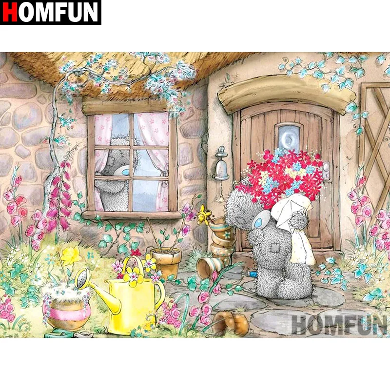Алмазная живопись HOMFUN мультяшный медведь вышивка крестиком из