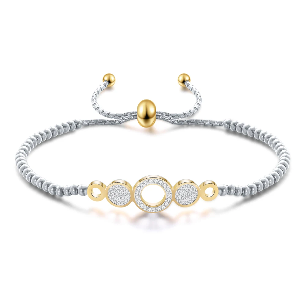 Модные браслеты из бисера с кристаллами нержавеющей стали шаровые регулируемые