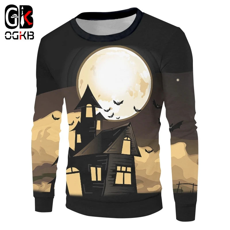 

OGKB, женские пуловеры на Хэллоуин с изображением тыквы и камуфляжного черепа, милый объемный принт, большой размер 5XL, Весенняя Толстовка