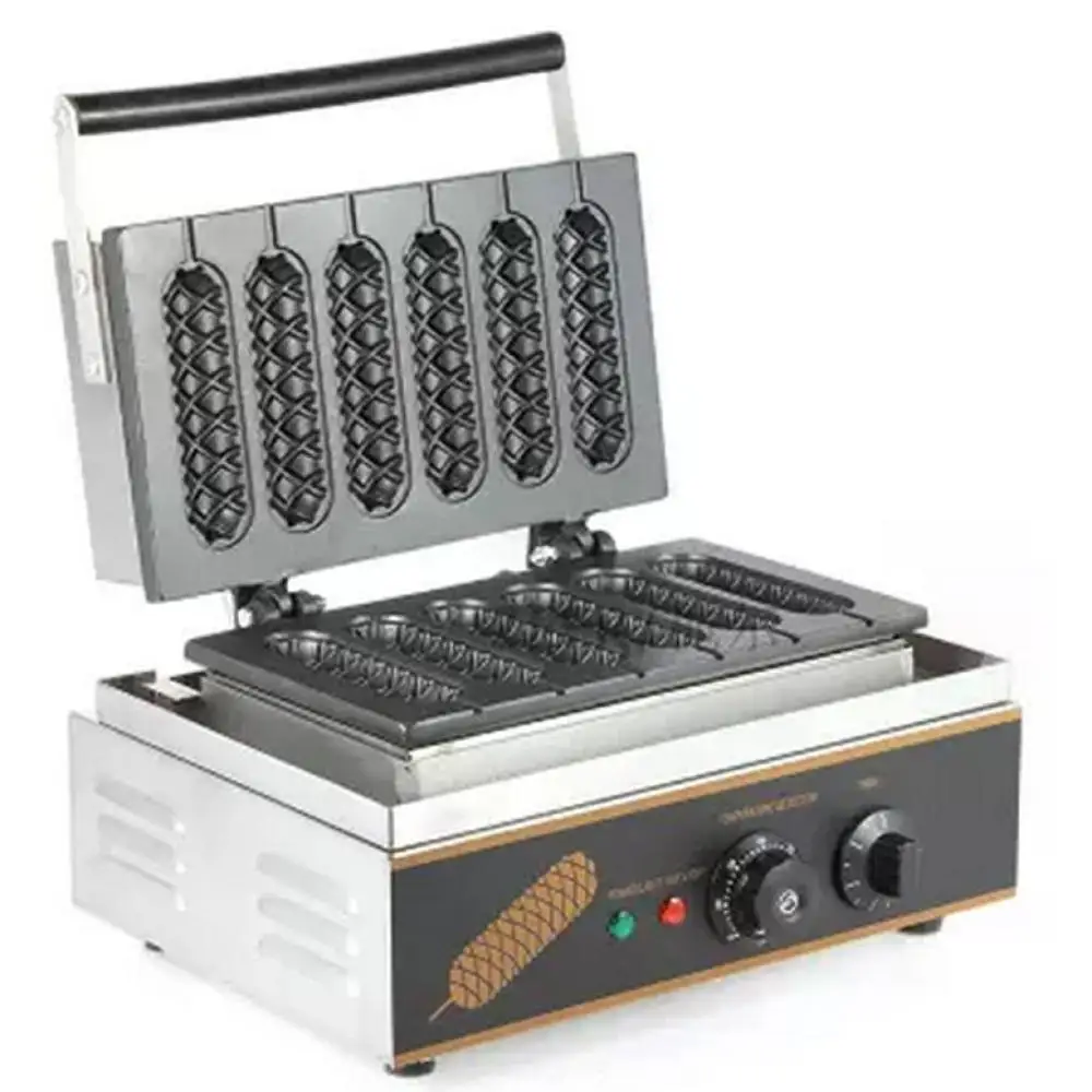 

Commercial Electric Waffle Make Machine Snack Food Hot Dog Shape Small 3d Stuffed Waffle Maker