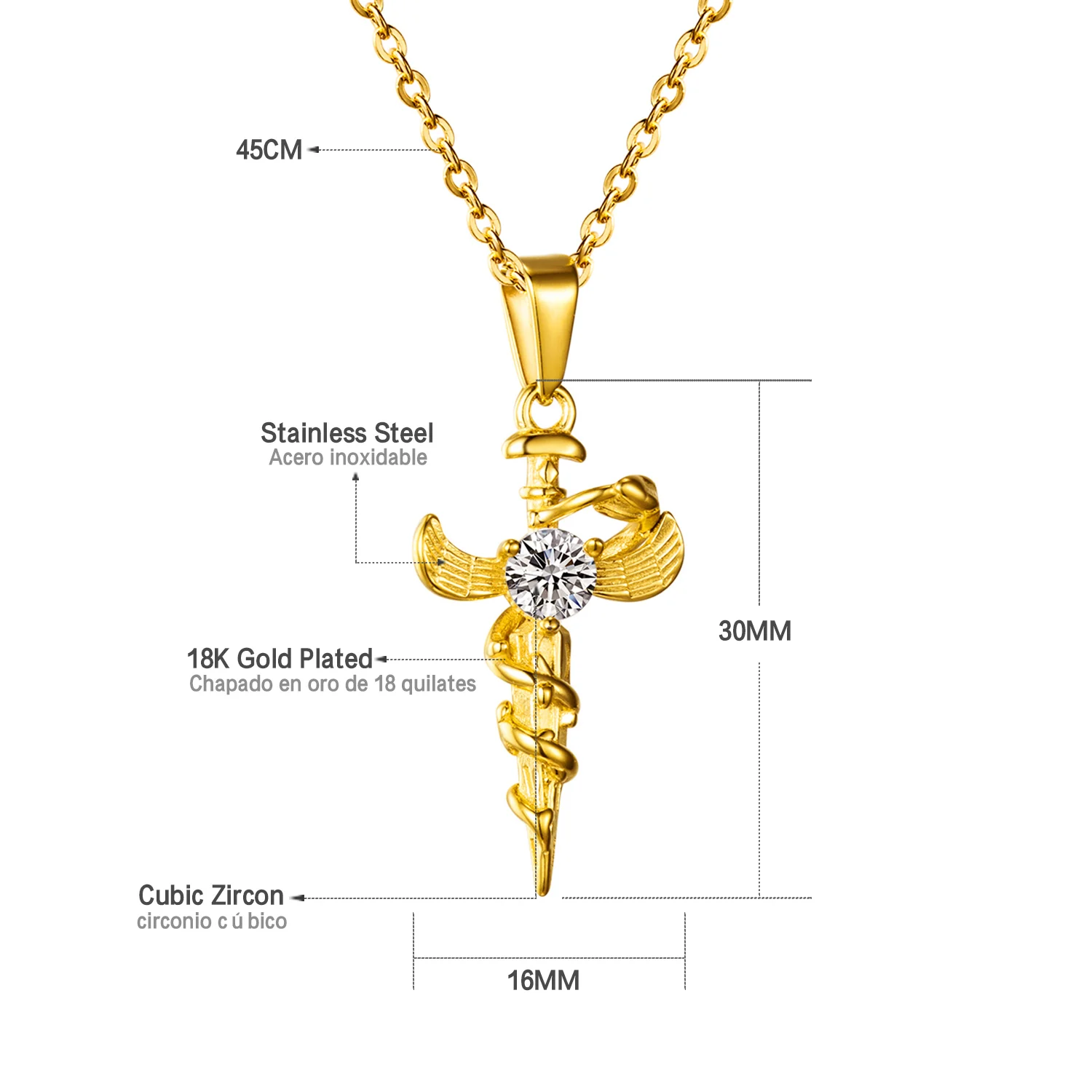 Роскошный мужской кулон в виде креста ожерелье кристалл циркон для женщин 316L