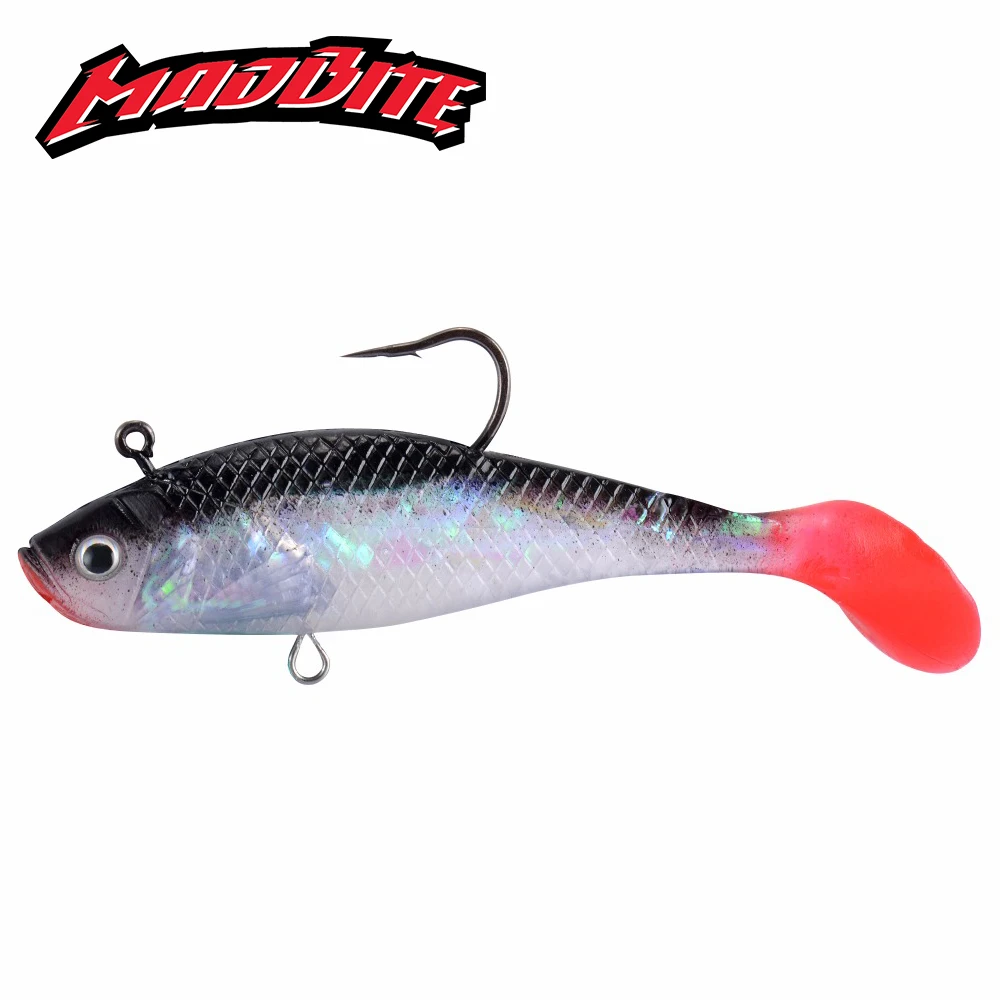 Madbite 6 шт./партия 9 8 см Мягкая приманка 19 08 г/pic Shad 3D для рыбалки с глазками наживка в