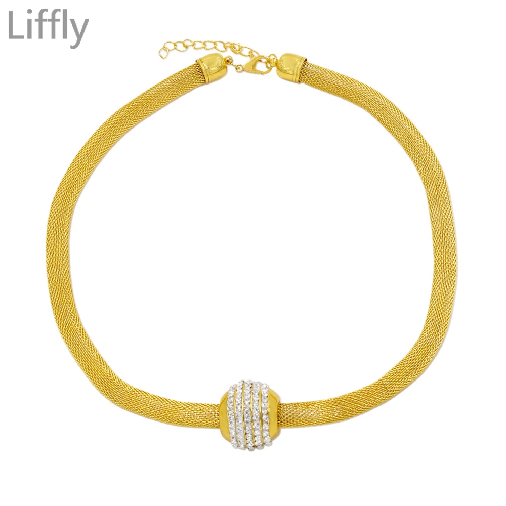 Liffly простое колье-ошейник Мода Дубай золото ожерелье браслет кольцо Свадебные
