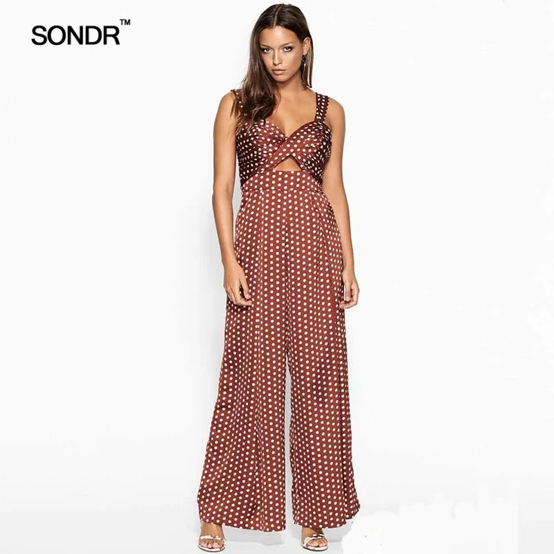 SONDR женский комбинезон в горошек Комбинезоны с завышенной талией без рукавов