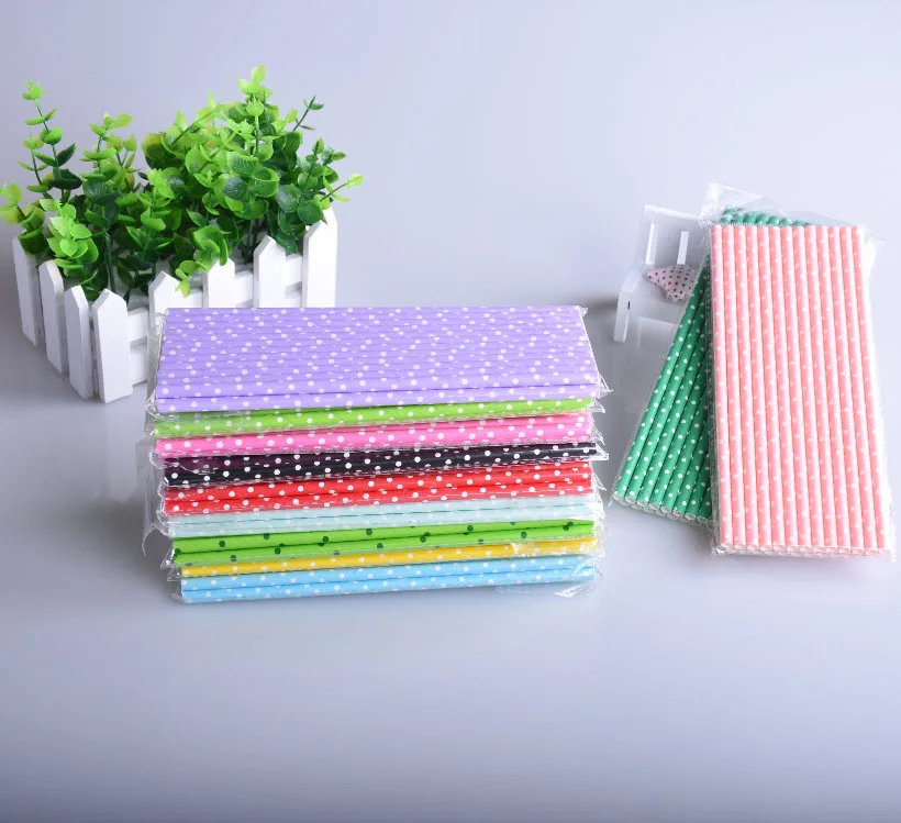 25 шт милое в горошек бумажные соломинки для детей день рождения Свадебные