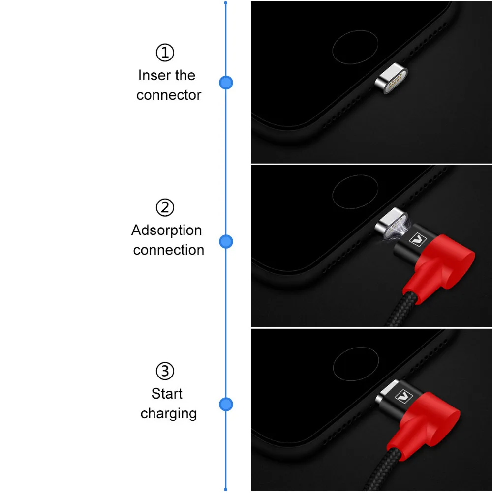 Магнитный usb-кабель VOXLINK 90 градусов зарядный кабель для iPhone X 8 plus 7 6 6s Plus 5 5S SE iPad