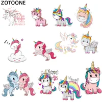 zotoone cute animal patches set iron on transfer unicorn patches for girl kids clothing printed diy heat transfer vinyl stickers
