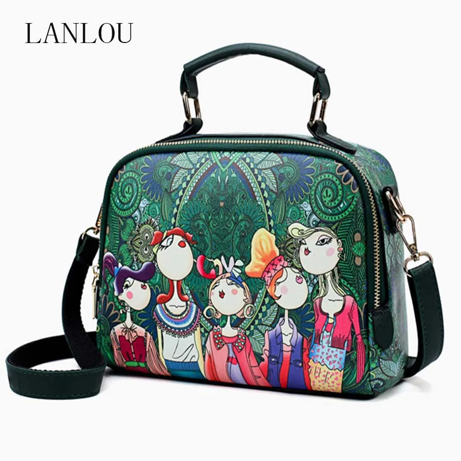 Сумка LANLOU, женская сумка на плечо, роскошные сумки, женские сумки, дизайнерские, высокого качества, с принтом, кожа, модная женская сумка-мессенджер