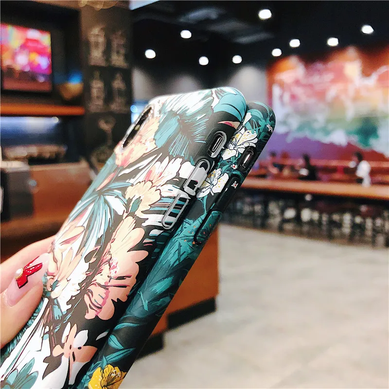 Emboss Scrub Luminous Flower Phone Case For iPhone X XS MAX XR 8 7 6 6S Plus Cases Luxury Matte Retro Hard PC Cover Fundas |