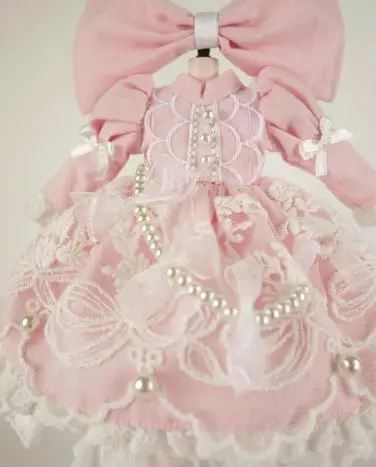 dress and headwear 1 комплект головной убор с галстуком-бабочкой+ розовое/синее/желтое/Белое Кружевное платье принцессы для Blyth, Pullip, Licca, 1/6 BJD аксессуары для кукольной одежды - Цвет: dress and headwear