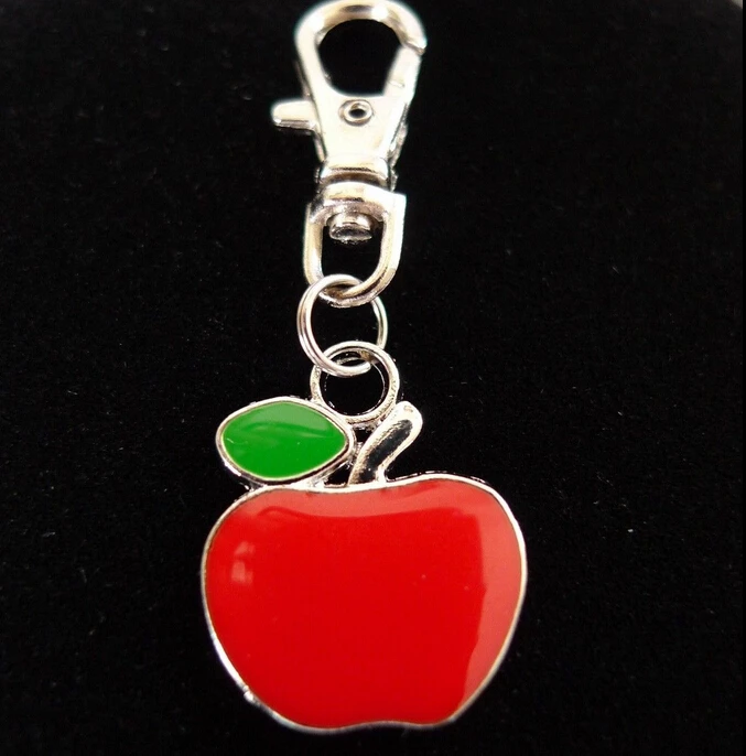 Лидер продаж 10 шт./лот брелок с глазурью красного яблока вращающейся застежкой