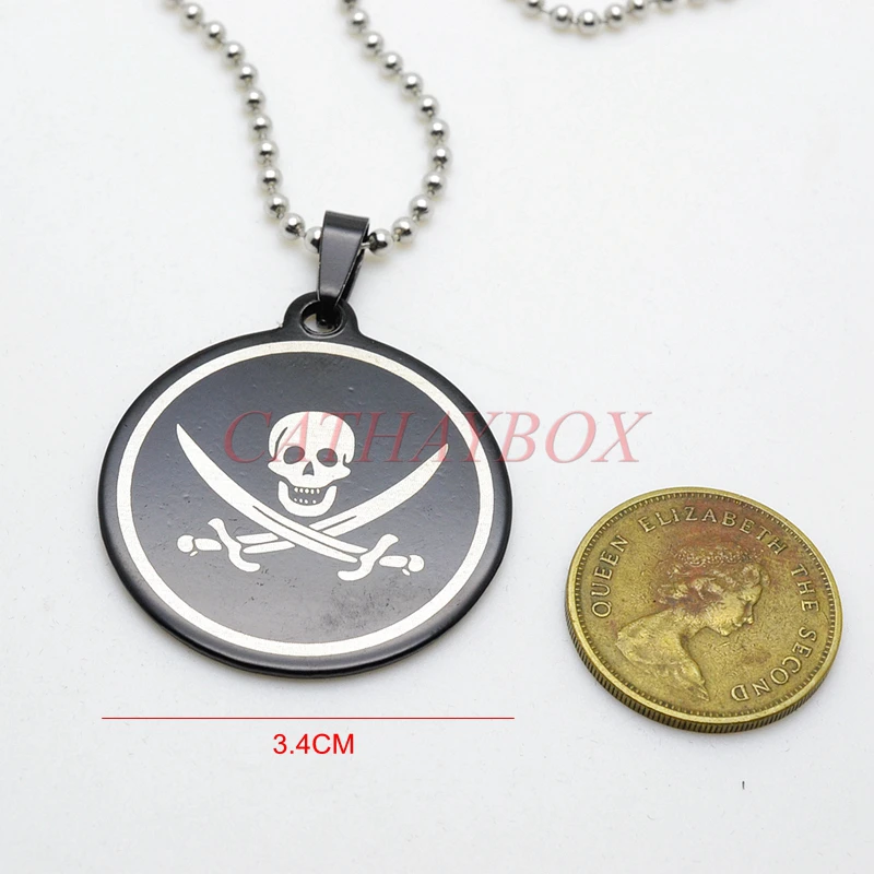Бесплатная доставка черный Пират Веселый Роджер из нержавеющей стали Череп